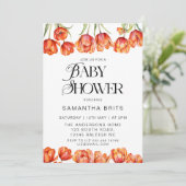 Moderne Oranje Tulpen Bloemen Baby shower Kaart (Staand voorkant)