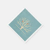 Moderne Oranje vogels in een grote - boomillustrat Servet (Hoek)