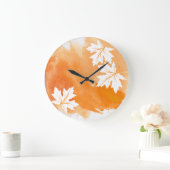 Moderne oranje waterverf splash and maple-bladeren grote klok (Huis)