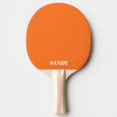 Moderne oranje & witte monogram naam tafeltennisbatje (Voorkant)