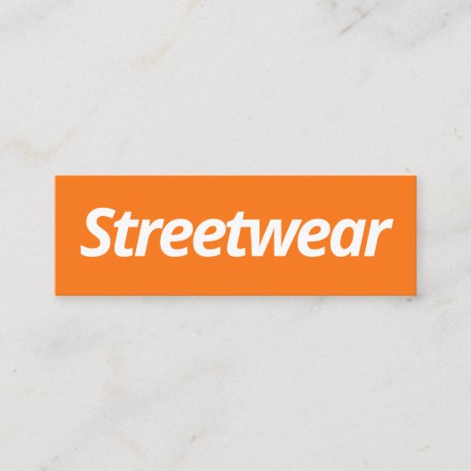 Moderne oranje witte streetwear urban street style mini visitekaartje (Voorkant)