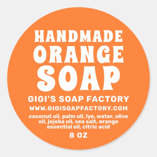 Moderne Oranje zeep Ronde Sticker (Voorkant)