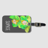 Moderne orchidee moderne bloemkunst bagagelabel (Voorkant (horizontaal))