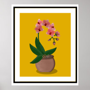 Moderne orchideeënillustratie uit het midden van d poster