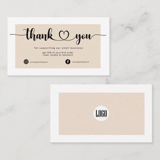 Moderne orde Cream Business Dank u kaart Visitekaartje (Voorkant / Achterkant)