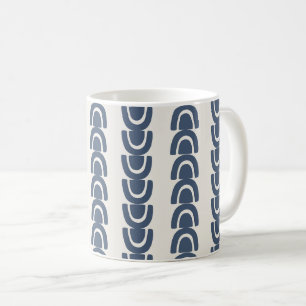 Moderne organische boogstreep Navy Crème Patroon Koffiemok