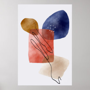 Moderne organische vormen Waterverf Abstracte art Poster