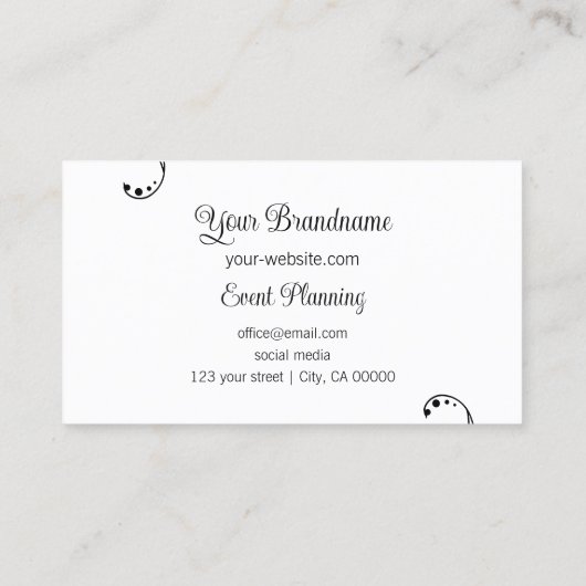 Moderne ornamental Squiggings (zwart en wit) Visitekaartje (Achterkant)