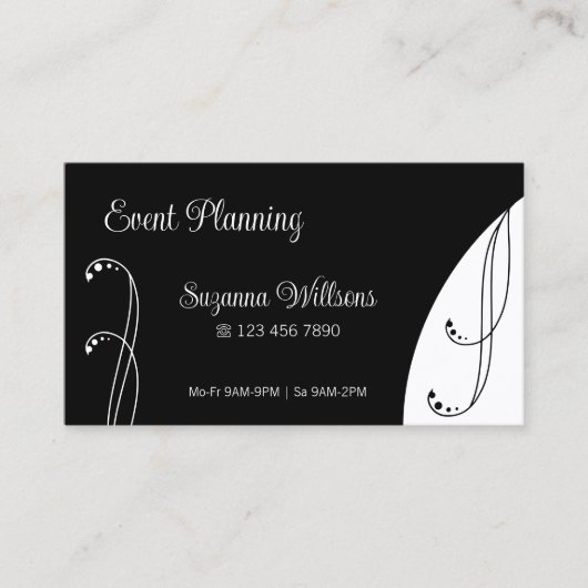 Moderne ornamental Squiggings (zwart en wit) Visitekaartje (Voorkant)