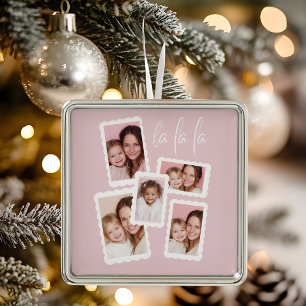 Moderne Ornement de Noël « Fa La La » Rose Multi-P