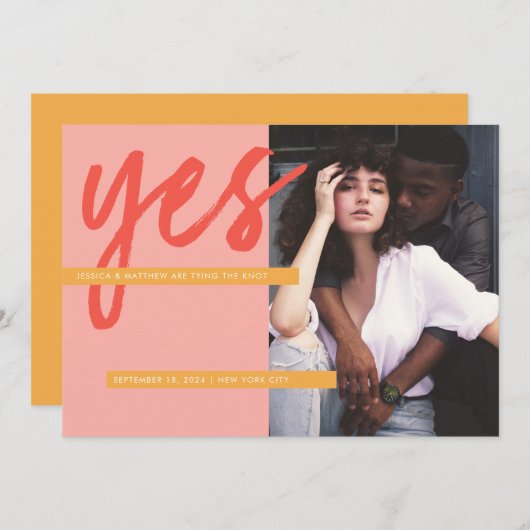 Moderne, oude koraalroze foto opslaan Datum Kaart (Voorkant / Achterkant)