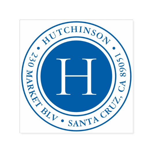 Moderne, oude monogram Ronde Adres Zelfinktende Stempel (Design)