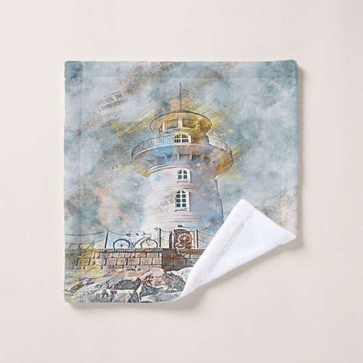 Moderne oude nautische kustvuurtoren bad handdoek (Wasdoekje)