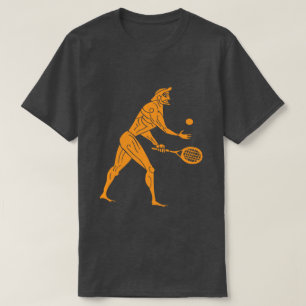 Moderne oude Olympiërs spelen tennis donker T-shirt