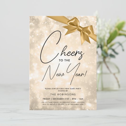 MODERNE oudejaarsavond Gouden Champagne Bokeh Goud Kaart (Staand voorkant)