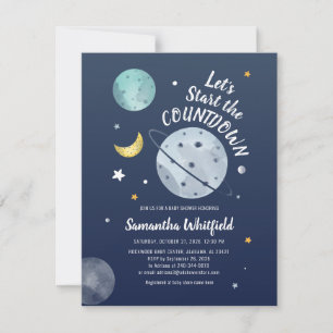 Moderne Outer Space Countdown Baby Shower Sterren Kaart