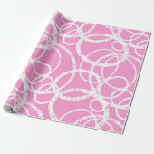 Moderne Ovale Cirkel Roze Wit Cadeaupapier (Uitgerold)