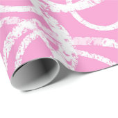 Moderne Ovale Cirkel Roze Wit Cadeaupapier (Rol Hoek)