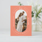 Moderne ovale foto Bewaar de datum Save The Date (Staand voorkant)