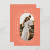 Moderne ovale foto Bewaar de datum Save The Date (Voorkant / Achterkant)