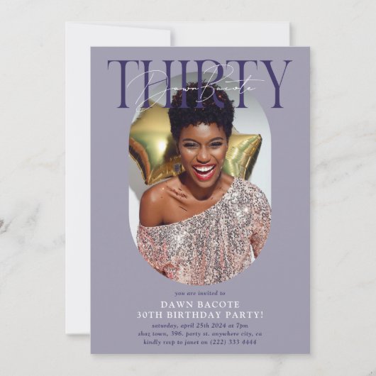 Moderne ovale foto & handtekening 30e verjaardag kaart (Voorkant)