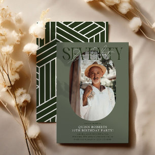 Moderne ovale foto & handtekening 70e verjaardag kaart