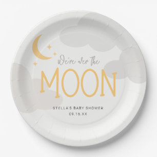 Moderne Over The Moon Baby Shower Papieren Bordje