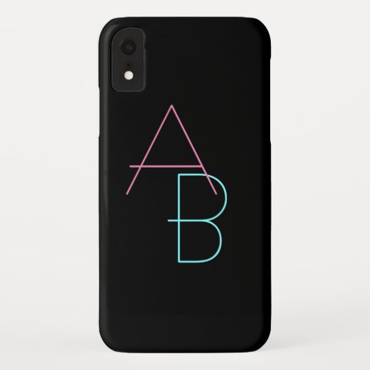 Moderne overlappende Initialen | Roze Turquoise Bl Case-Mate iPhone Case (Achterkant)