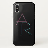 Moderne overlappende Initialen | Roze Turquoise Bl Case-Mate iPhone Case (Achterkant)