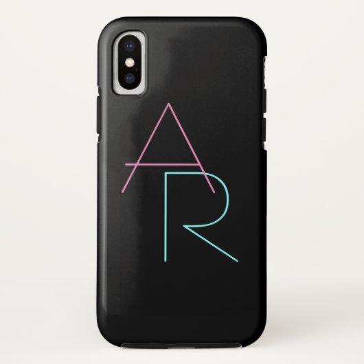 Moderne overlappende Initialen | Roze Turquoise Bl Case-Mate iPhone Case (Achterkant)