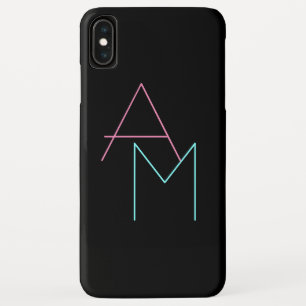 Moderne overlappende Initialen Roze Turquoise Bl iPhone XS Max Hoesje