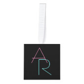 Moderne overlappende Initialen | Roze Turquoise Bl Kubus Ornament (Voorkant)