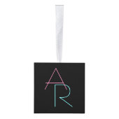 Moderne overlappende Initialen | Roze Turquoise Bl Kubus Ornament (Rechts)