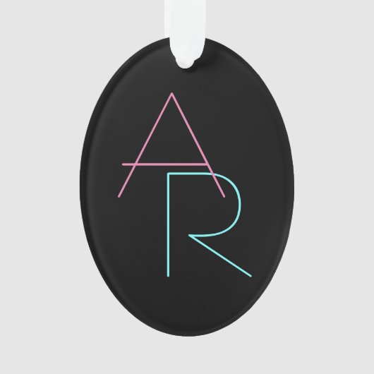 Moderne overlappende Initialen | Roze Turquoise Bl Ornament (voorkant)