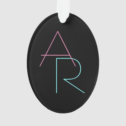 Moderne overlappende Initialen | Roze Turquoise Bl Ornament (achterkant)