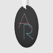 Moderne overlappende Initialen | Roze Turquoise Bl Ornament (voorkant)