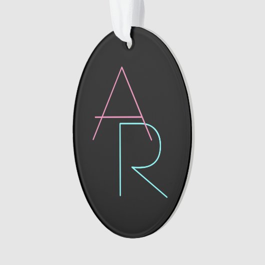 Moderne overlappende Initialen | Roze Turquoise Bl Ornament (voorkant)