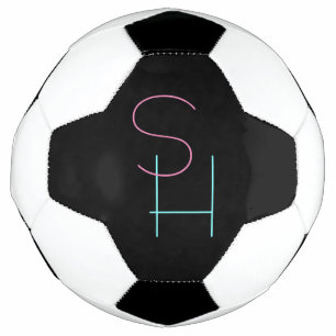 Moderne overlappende Initialen   Roze Turquoise Bl Voetbal