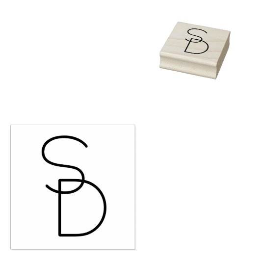 Moderne overlappende initialen 	rubberstempel (Gestempeld)