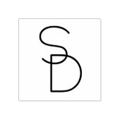 Moderne overlappende initialen 	rubberstempel (Afrduk)
