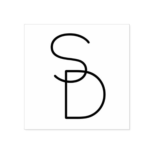 Moderne overlappende initialen 	rubberstempel (Afrduk)
