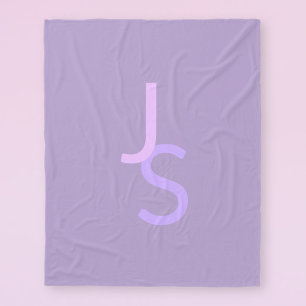 Moderne Overlappende Monogram Beginletters Paars Fleece Deken
