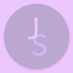 Moderne Overlappende Monogram Beginletters Paars Ronde Sticker