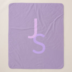 Moderne Overlappende Monogram Beginletters Paars Sherpa Deken