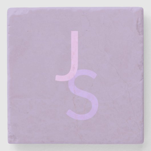 Moderne Overlappende Monogram Beginletters | Paars Stenen Onderzetter (Voorkant)