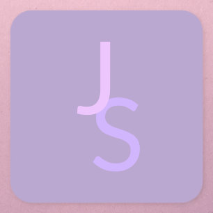 Moderne Overlappende Monogram Beginletters Paars Vierkante Sticker