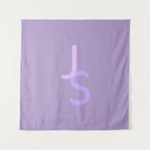Moderne Overlappende Monogram Beginletters   Paars Wandkleed