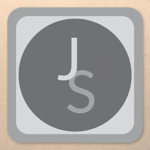 Moderne Overlappende Monogram Eerste Letters Gri Vierkante Sticker