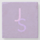 Moderne Overlappende Monogram Initiaal | Paars Stenen Onderzetter (Voorkant)