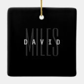 Moderne overlappende naam en achternaam keramisch ornament (Achterkant)